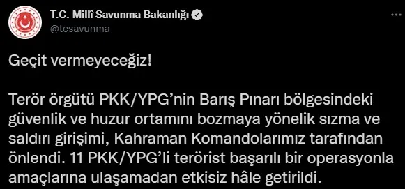Son dakika: Suriye’de terör operasyonu! 11 terörist etkisiz hale getirildi