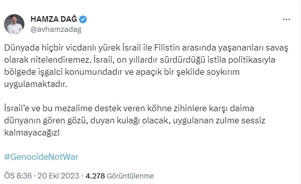 ak-partili-dagdan-israile-soykirim-tepkisi-uygulanan-zulme-sessiz-kalmayacagiz-1697838360693.jpg AK Partili Dağ'dan İsrail'e soykırım tepkisi: Uygulanan zulme sessiz kalmayacağız - 1