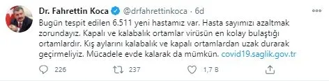 Son dakika: 03 Aralık koronavirüs vaka sayıları açıklandı: Türkiye’de bugün koronavirüsten kaç kişi öldü?