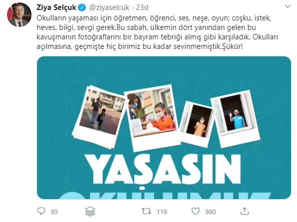 Okulları ziyaret eden Milli Eğitim Bakanı Ziya Selçuk'tan mesaj var: Şükür - 1