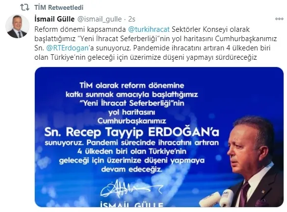 TİM Başkan Erdoğan’a yeni ihracat seferberliğinde yol haritasını sundu! İsmail Gülle’den reform sürecine destek
