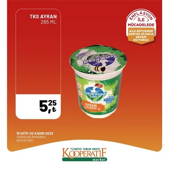 Tarım Kredi Market 30 Ekim indirim kataloğu! Kuru Soğan 5,90 TL, Salatalık 9,75 TL, Limon 10,90 TL, Yerli muz 28,90 TL, Mandalina 12,50 TL satışta…