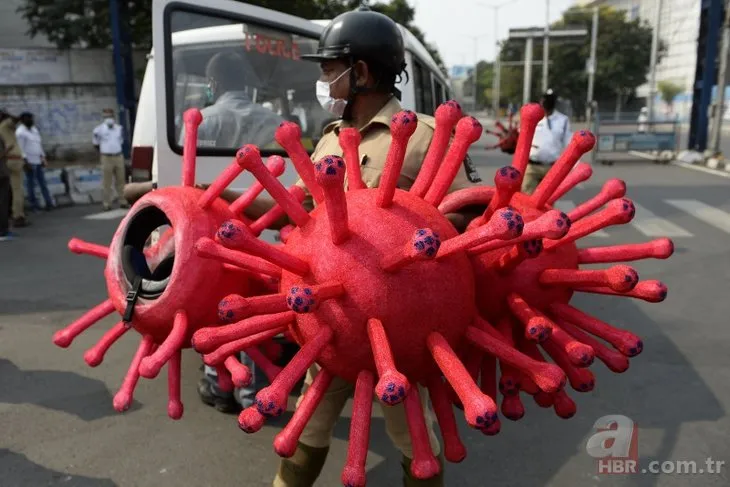 Hindistan’da ilginç uyarı: Corona virüs kılığında sokağa çıktı
