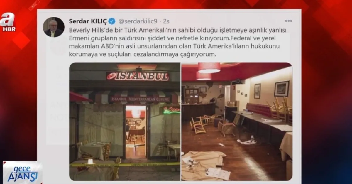 Türkiye'nin Washington Büyükelçisi Serdar Kılıç'tan Ermenilerin bir Türk'ün işlettiği kafeye saldırısına kınama