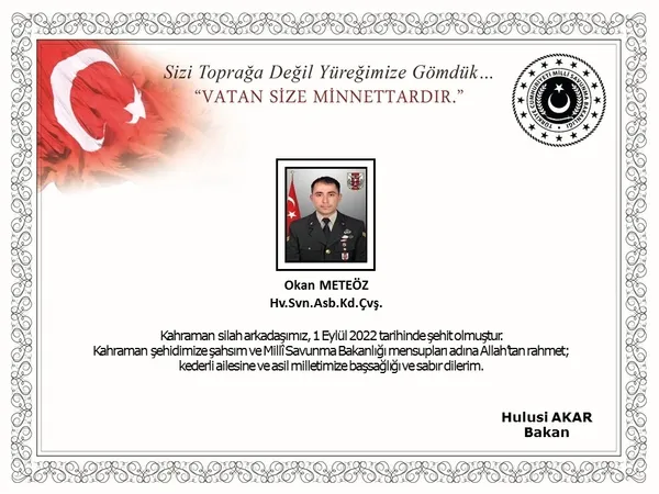 Son dakika | MSB acı haberi duyurdu! Şehit ateşi yürekleri yaktı - 1