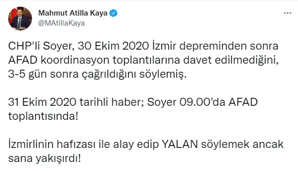 CHP'li İzmir Büyükşehir Belediye Başkanı Tunç Soyer'in deprem yalanına sert tepki: İzmirlinin hafızasıyla alay etti - 1