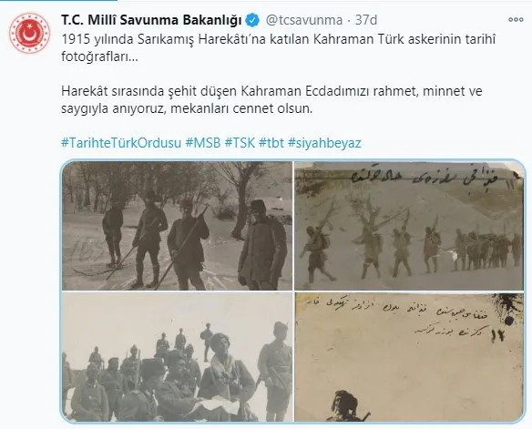 MSB Sarıkamış Harekatı'na katılan askerlerin tarihi fotoğraflarını paylaştı