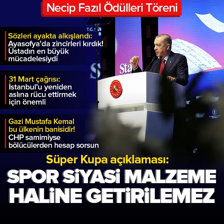 Başkan Erdoğandan flaş Süper Kupa mesajı
