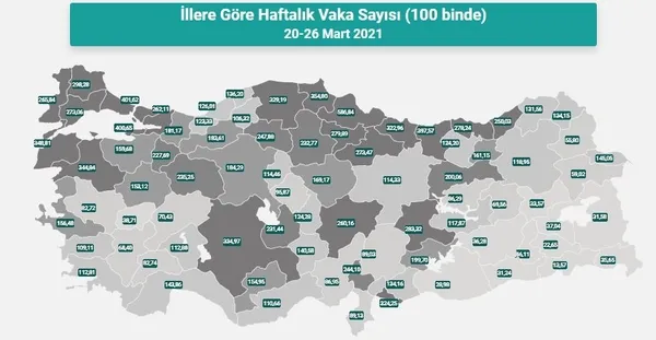 İllere göre haftalık vaka sayısı haritası güncellendi! İşte İstanbul Ankara İzmir’de son durum! Hangi ilde kaç vaka var?