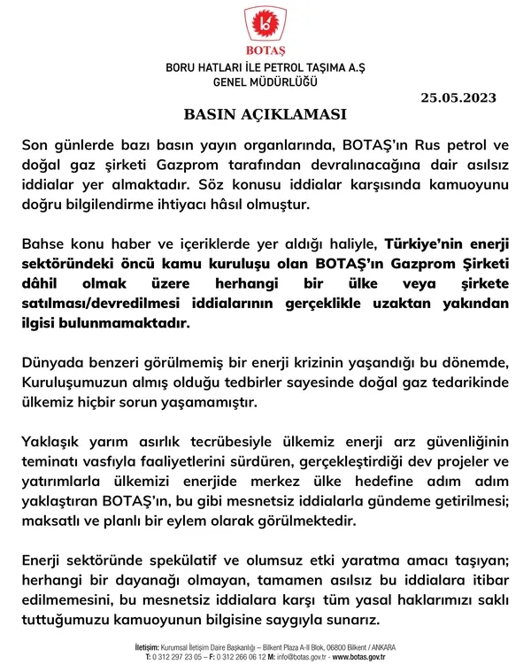 BOTAŞ ve Gazprom’dan iddialara yanıt