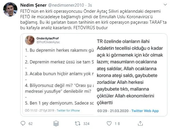 FETÖ’cü Emre Uslu’dan skandal koronavirüs paylaşımı! Sosyal medyadan sert tepki: FETÖVİRÜS budur!