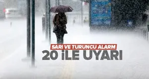 20 ile turuncu ve sarı kodlu uyarı