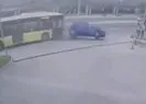 İETT otobüsünün çarptığı otomobil takla attı!