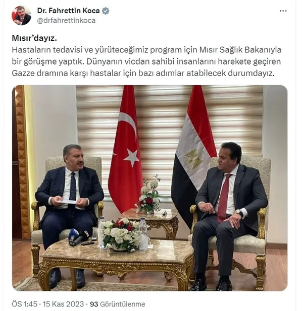 Gazze’ye yardım eli! Sağlık Bakanı Koca açıklama yaptı: 26 Gazzeli hasta ile 13 refakatçisi Türkiye’ye getirildi