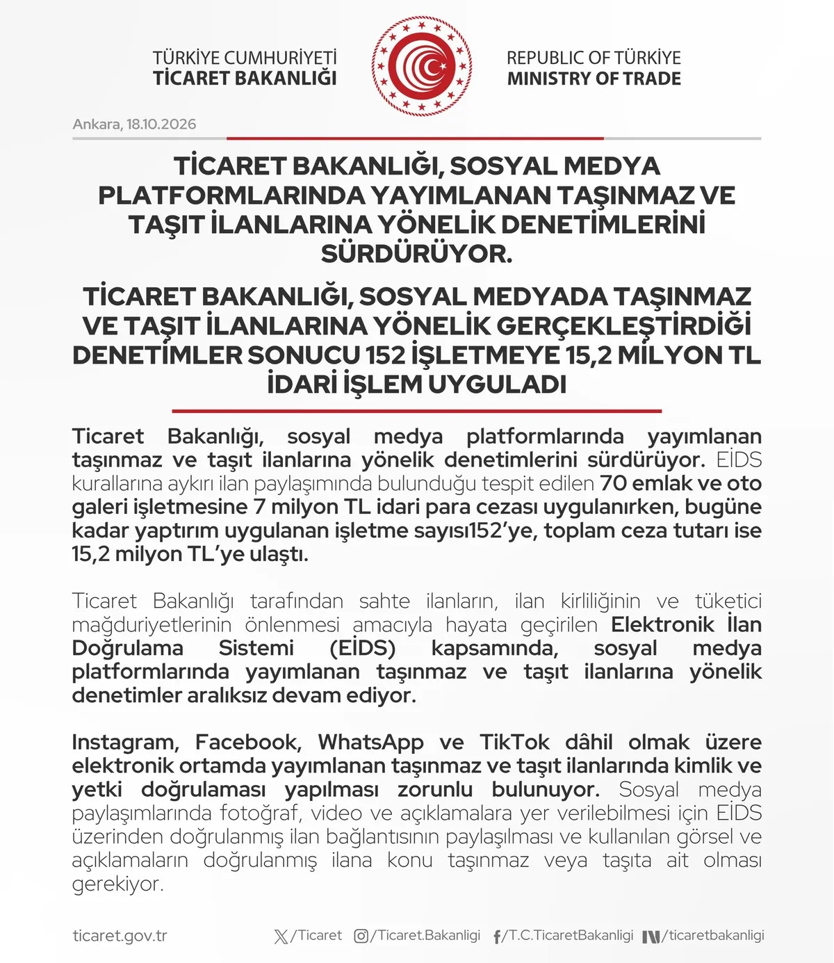 İlan denetimleri platformlara uzandı! Meta’ya 20 milyon, TikTok’a 4 milyon lira ceza - 2