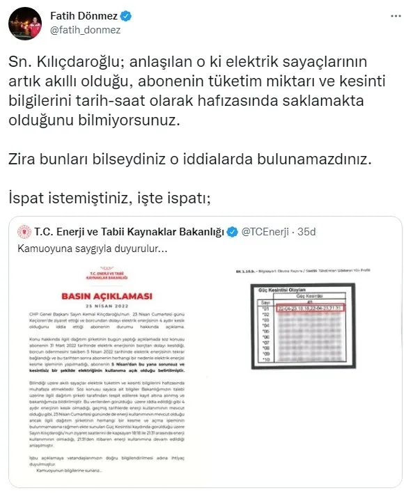 Enerji Bakanı Fatih Dönmez paylaştı! Akıllı sayaç da Kemal Kılıçdaroğlu’nu yalanladı - 5