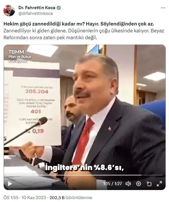 Sağlık Bakanı Koca hekim göçü iddialarına rakamlarla yanıt verdi