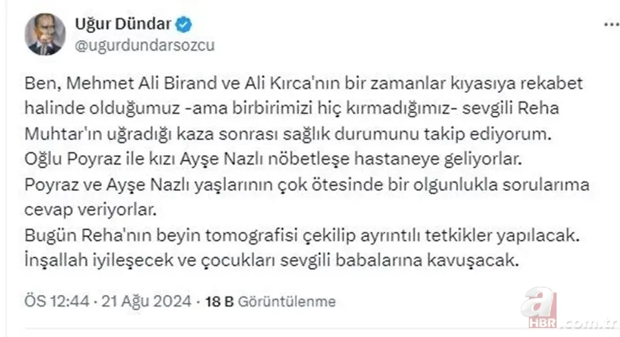 Entübe edilen Reha Muhtar'ın sağlık durumu nasıl? Uğur Dündar açıkladı! Kaybolan oğlunun yeri... 2