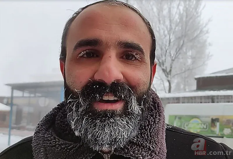 Görüntüler Türkiye'den! Kirpikleri ve sakalı soğuktan dondu 3