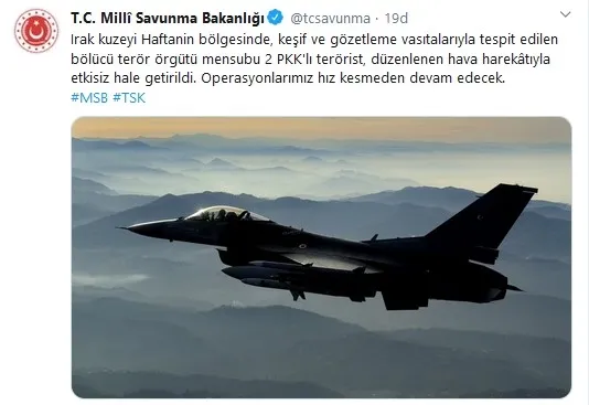 Milli Savunma Bakanlığı: Haftanin bölgesinde 2 PKK'lı terörist öldürüldü - 1