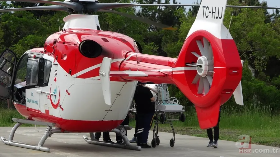 Ambulans helikopter 4 günlük bebek için havalandı 6