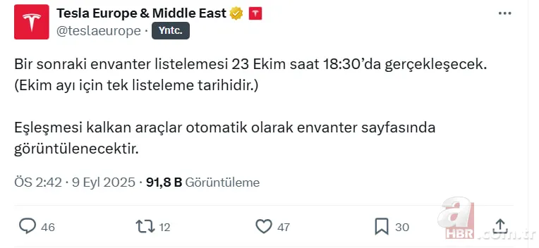 Tesla envanter ne zaman, saat kaçta? Tarih belli oldu 2