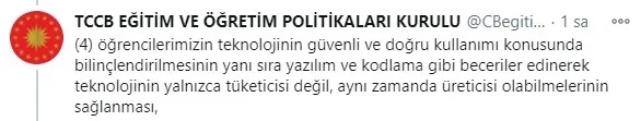 Öğrencilere 21. yüzyıl yetkinliklerinin kazandırılmasına ilişkin politika belgesi taslağı Başkan Erdoğan’a sunuldu