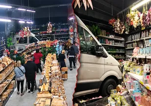 Bursa’da mağazaya servis aracı daldı