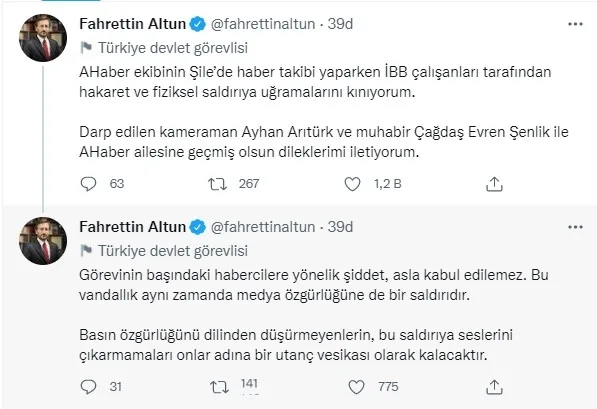 iletisim-baskani-fahrettin-altundan-tepki-a-habere-saldiri-medya-ozgurlugune-de-bir-saldiridir-1627201686677.jpg İletişim Başkanı Fahrettin Altun'dan tepki : A Haber'e saldırı medya özgürlüğüne de bir saldırıdır - 1