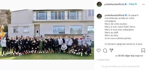 Belhanda'nın veda mesajında Fatih Terim detayı - 1