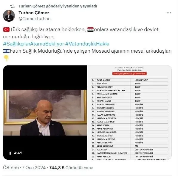 1704727515167.jpeg Sağlık Bakanı Fahrettin Koca'dan İYİ Partili Turhan Çömez'in "MOSSAD" iftirasına yalanlama! - 2