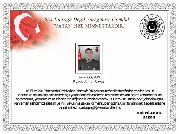 Fırat Kalkanı bölgesinden acı haber! Ağır yaralanan asker şehit oldu - 1
