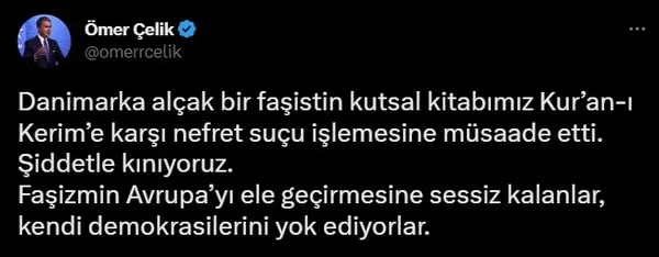 Dışişleri Bakanlığı’ndan Danimarka’da Kur’an-ı Kerim’e alçak saldırıya sert tepki: En güçlü şekilde lanetliyoruz!