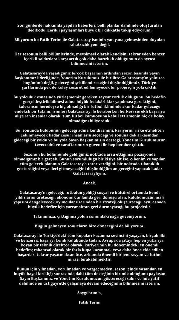 Son dakika | Fatih Terim'den istifa iddialarına net yanıt - 1