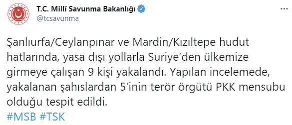Son dakika: Sınırda 5’i terörist 9 kişi yakalandı