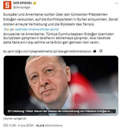 Alman Spiegel’den Batı’ya çağrı! AB ve ABD Erdoğan ile görüşmeli