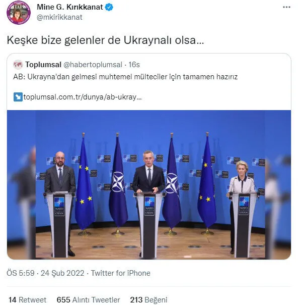1645780356202.jpg Cumhuriyet Gazetesi Yazarı Mine Kırıkkanat'tan skandal mülteci açıklaması - 4