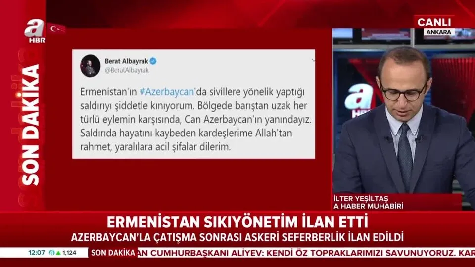 Son dakika: Hazine ve Maliye Bakanı Berat Albayrak’tan Ermenistan’a sert tepki: Can Azerbaycan’ın yanındayız