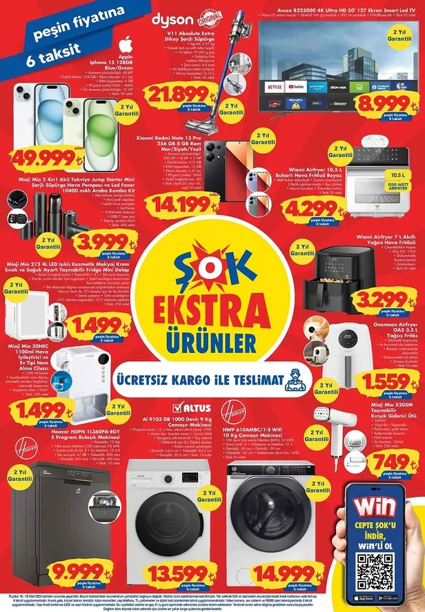 ŞOK 21 Mart aktüel ürünler kataloğu: iPhone 15, Dyson dikey süpürge, Xiamo Read Mi Note 13 Pro, Wioji Şarjlı mini süpürge - 2