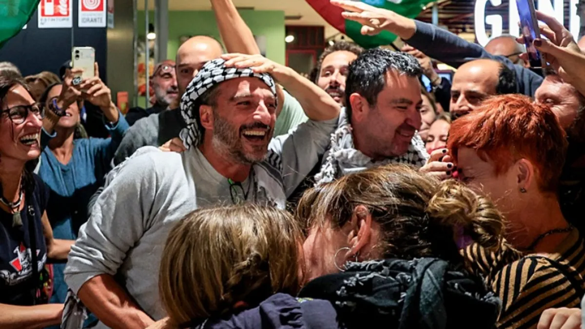 Küresel Sumud Filosu'ndaki 7 İtalyan aktivist ülkelerine döndü