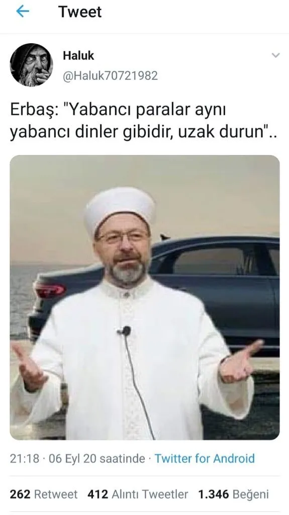 Son dakika haberi | Twitter Diyanet İşleri Başkanı Prof. Dr. Ali Erbaş adına yalan ve iftirada bulunan hesabı askıya aldı