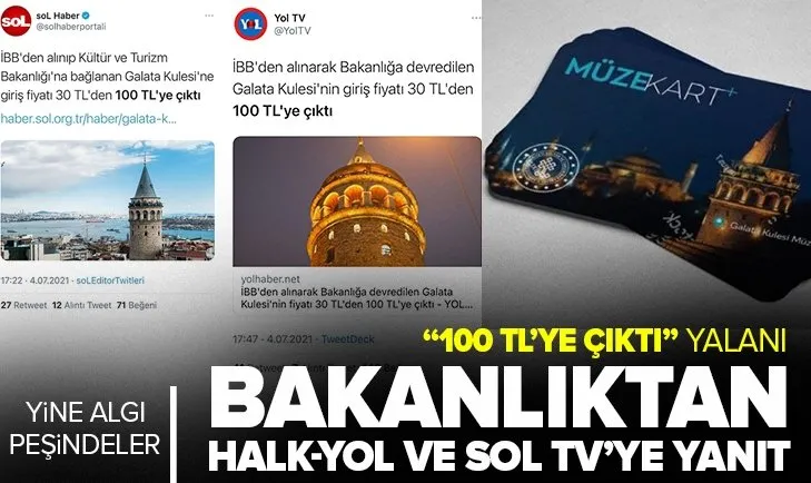Halk TV - YOL TV ve Sol TV’den yalan terörü! Kültür ve Turizm Bakanlığından Galata Kulesi iddiasına flaş yanıt