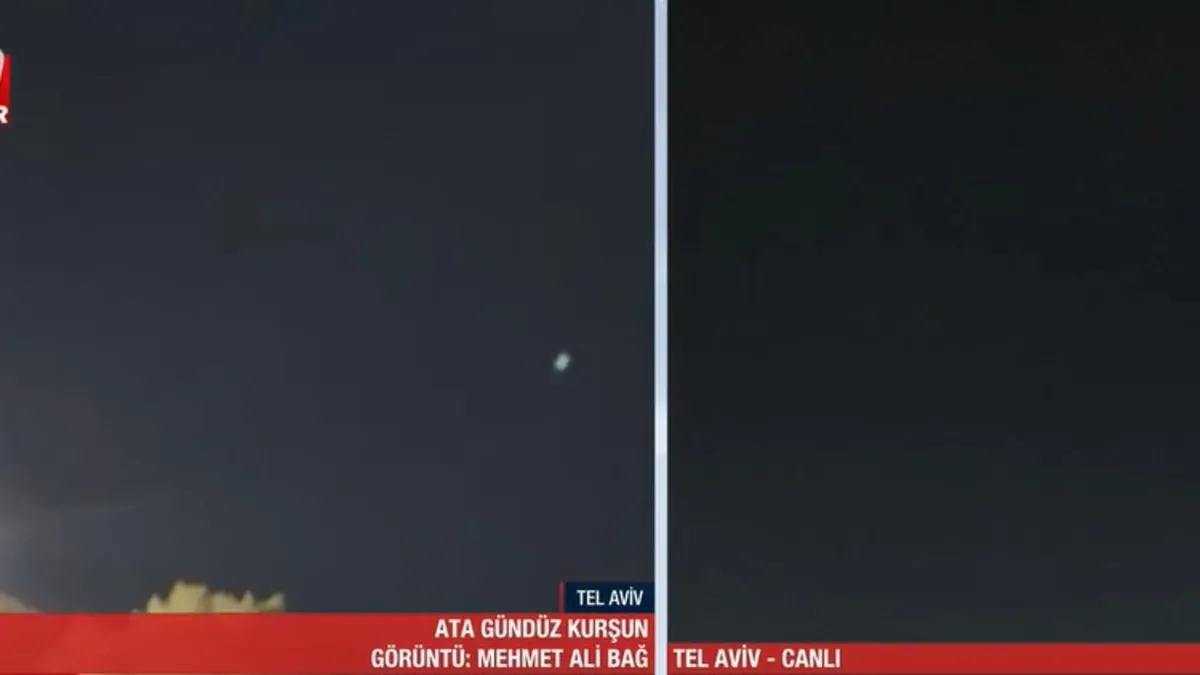 Canlı yayında İran-İsrail savaşı! A Haber Tel Aviv'den görüntüledi: Füzelerden bir tanesi havada imha edildi