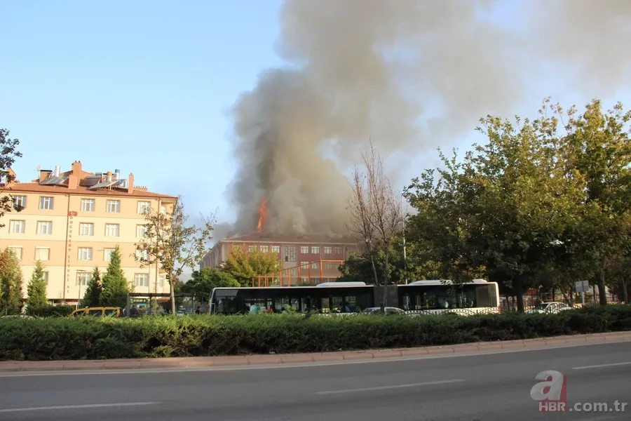 Konya'da bir lisenin çatısında yangın çıktı 7