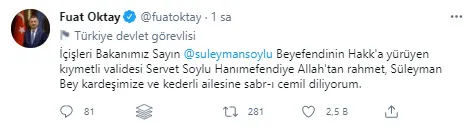Son dakika: İçişleri Bakanı Süleyman Soylu’nun annesi hayatını kaybetti! Acı haberi Sağlık Bakanı Fahrettin Koca verdi