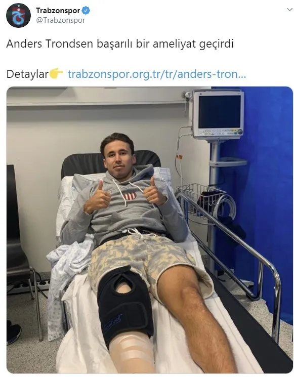Trabzonsporlu futbolcu Anders Trondsen ameliyat edildi - 1