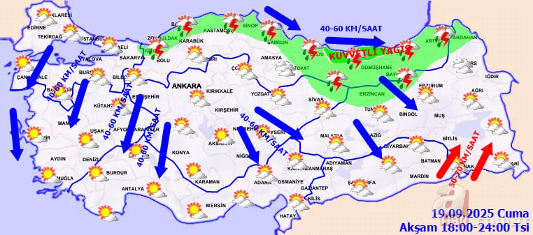 Meteoroloji’den 4 bölge için kuvvetli yağış ve fırtına alarmı! İstanbul’da poyraz sert esecek: Gece soğuğu kapıda! İşte uyarı verilen iller… 20
