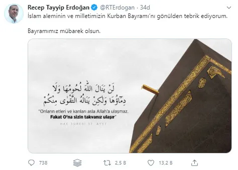 Son dakika: Başkan Erdoğan'dan Kurban Bayramı mesajı! - 1