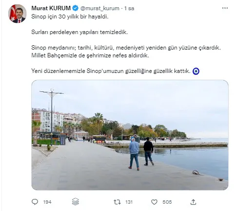 Çevre, Şehircilik ve İklim Değişikliği Bakanı Murat Kurum'dan "Sinop" paylaşımı - 1