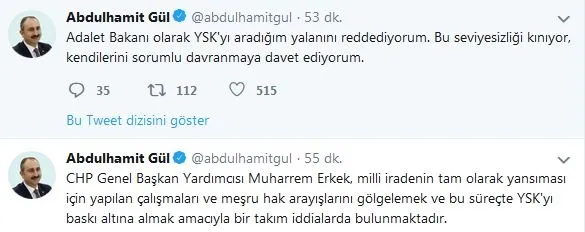 Adalet Bakanı Abdulhamit Gül'den 'YSK iddialarına' yanıt - 1